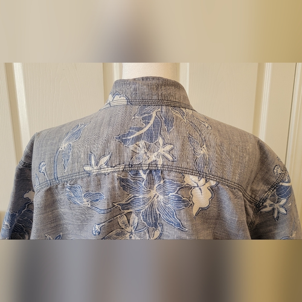 Cubavera Linen Blend Reverse Hawaiian Print Shirt - Slim Fit - Men's Size XL - Picture 5 of 8